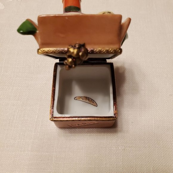 Limoges VTG Hand Painted Porcelain Trinket Box Wine & Cheese Peint Main Eximious - Picture 4 of 7